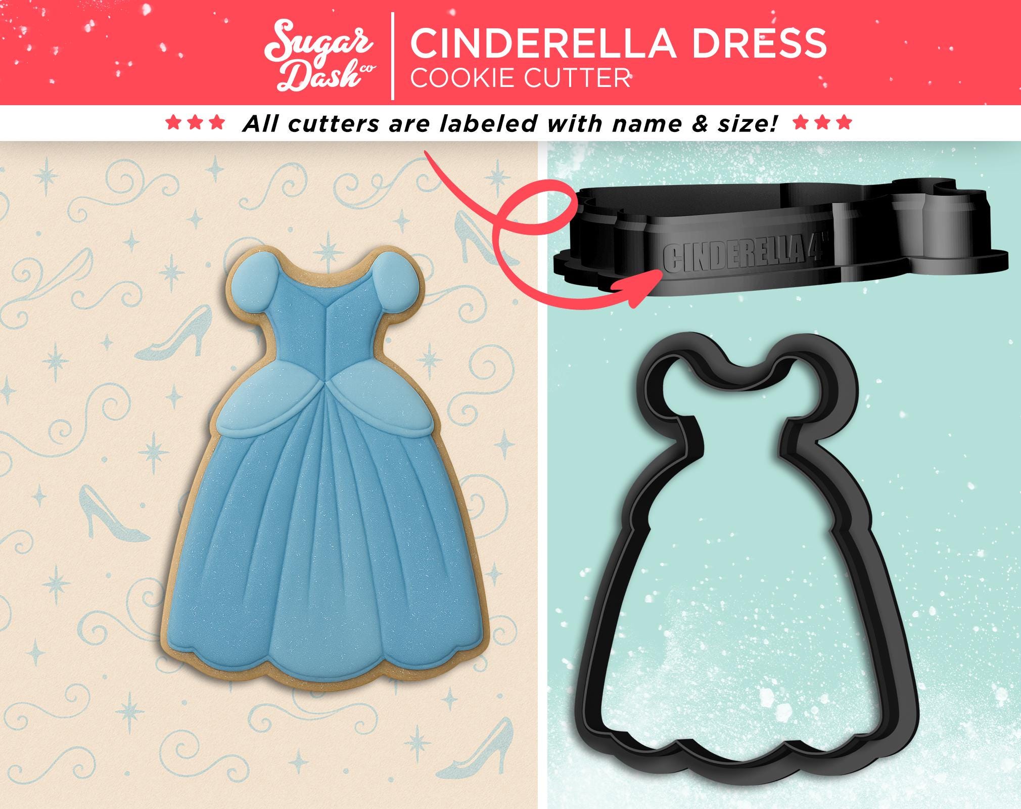 disney princess dress cookie cutters Princess Dress Set #2 - Set of 5 Cookies Cutters of Classic Princess Dresses