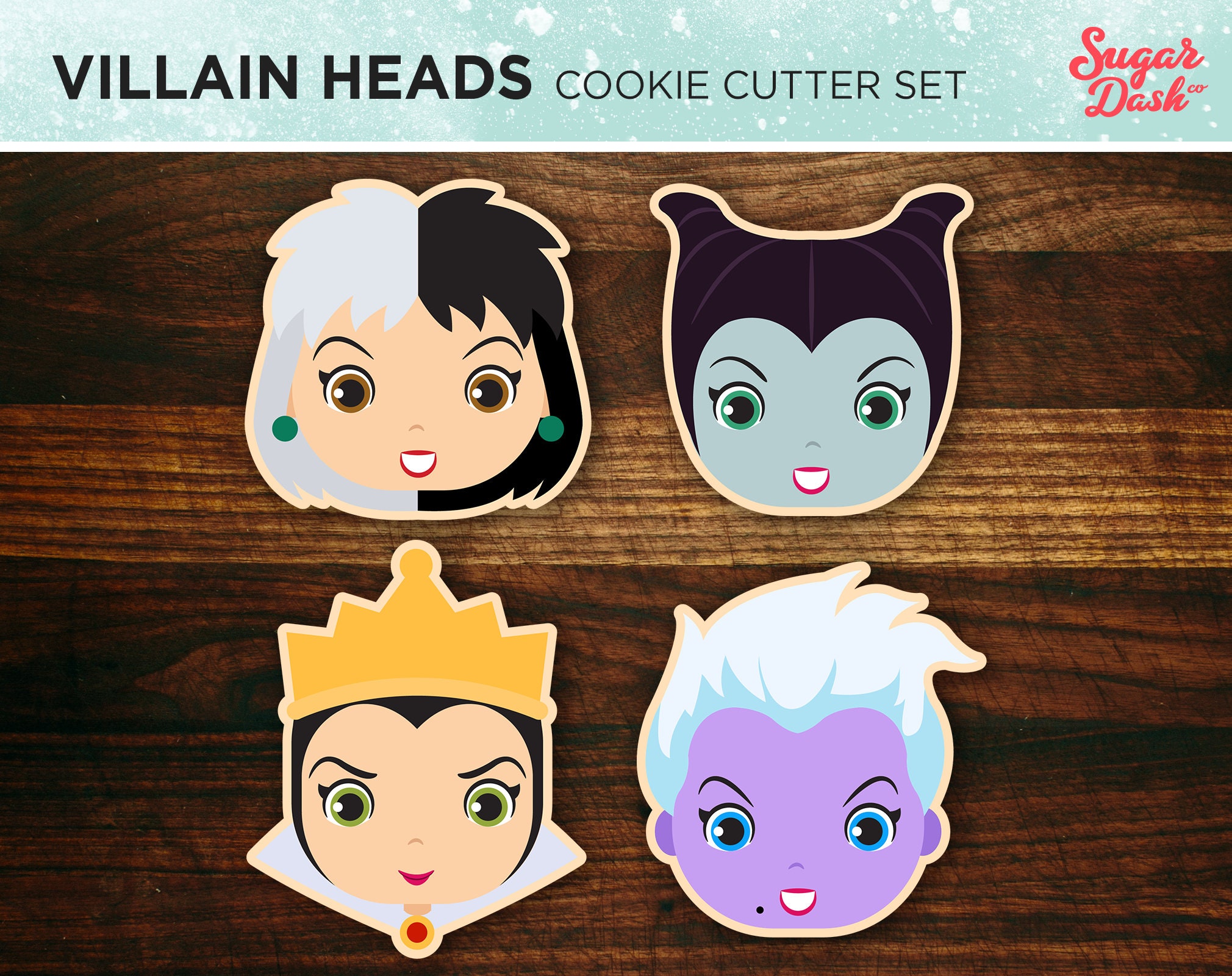 Classic Animated Villains Heads Cookie Cutter Set of 4 