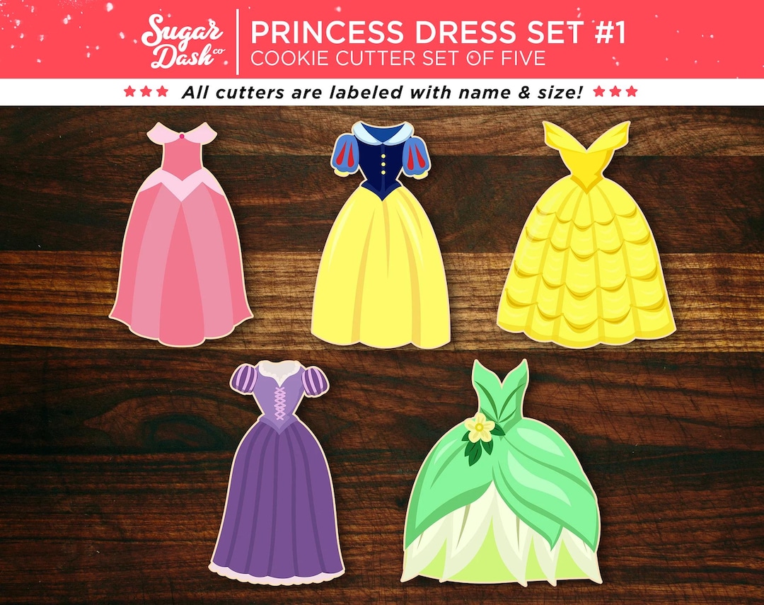 Princess Dress Set 1 Set of 5 Cookies Cutters of Classic Princess Dresses Etsy UK