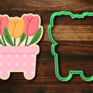 Pot of Spring Tulips Cookie Cutter - Pastel Easter #2