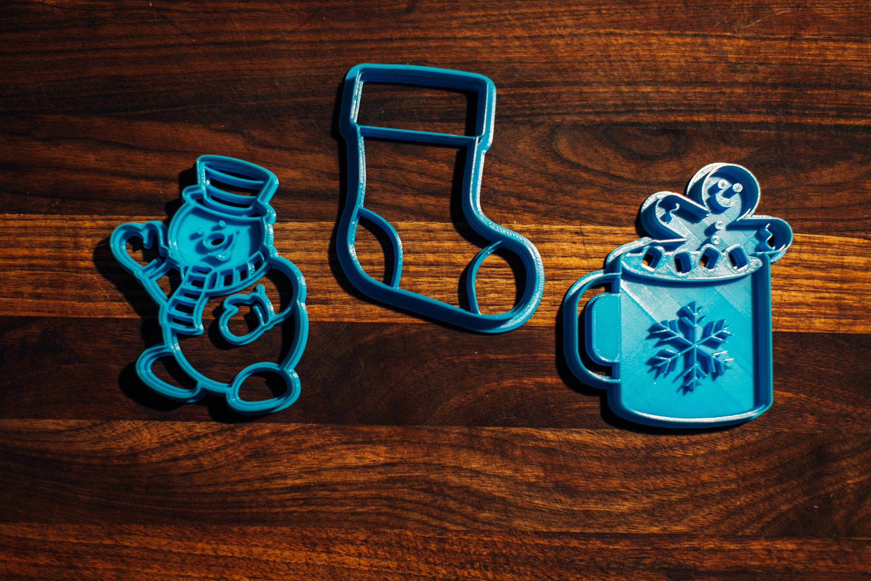 Christmas Cookie Cutter Set With Imprints With Snowman Etsy