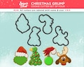 Christmas Grump Cookie Cutter Set of 4 with Grump, Dog, Christmas Tree and Hand Holding Ornament