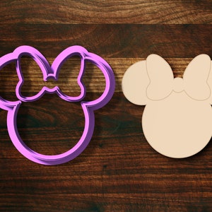Girl Mouse Cookie Cutter Head with Ears and Bow Indent