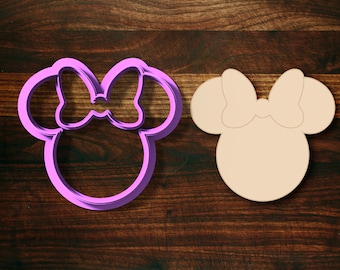 Girl Mouse Cookie Cutter Head with Ears and Bow Indent