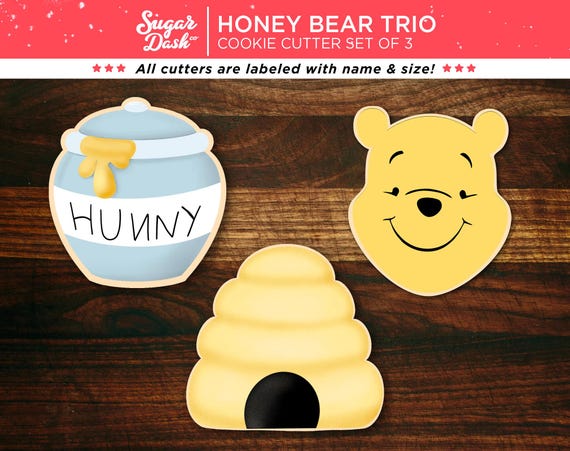 Honey Bear Cookie Cutter Set – Bee Hive, Honey Pot Trio