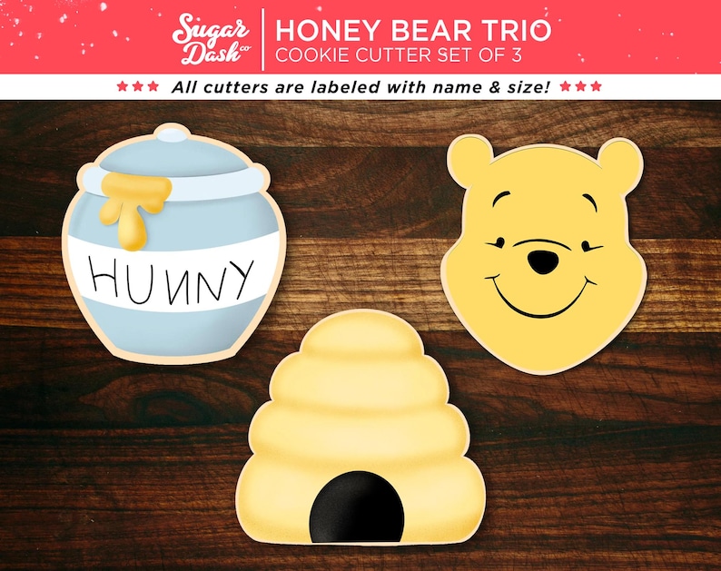 Honey Bear Cookie Cutter Set – Bee Hive, Honey Pot Trio image 1