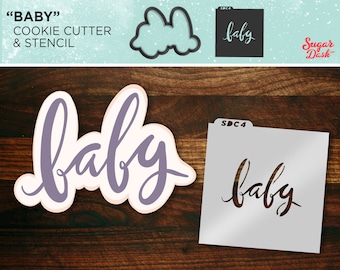 Baby Text Cookie Cutter and Stencil