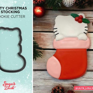 Kitty in a Christmas Stocking Cookie Cutter