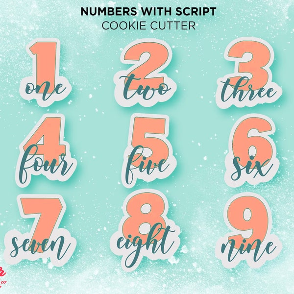 Number Script 1-9 Cookie Cutter 2, 3, 4, 5, 6, 7, 8 - Style #2