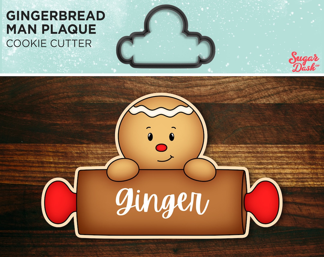 Gingerbread Man Name Plaque Christmas Cookie Cutter Etsy