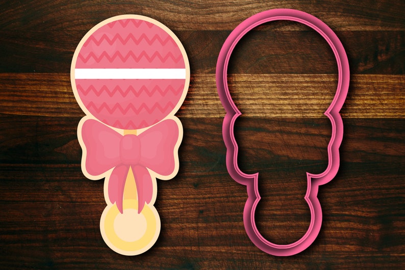 Baby Rattle With Bow Cookie Cutter Etsy