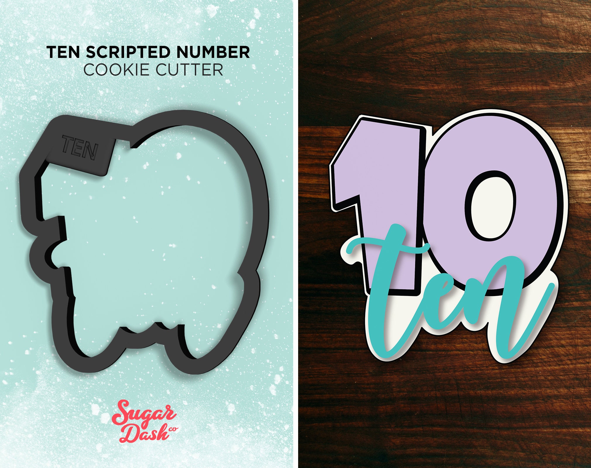 Ten Scripted Numbers With Hand Lettering Banner Cookie Cutter - 10 - Etsy