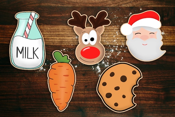 Milk and Cookies With Santa and Rudolph Cookie Cutter Set of