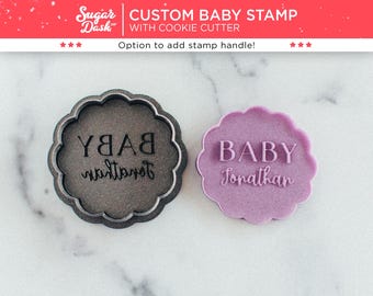 Custom Baby Monogram Cookie Stamp and Cutter for Fondant