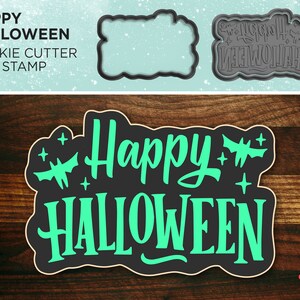 Happy Halloween Cookie Cutter with Imprint Stamp