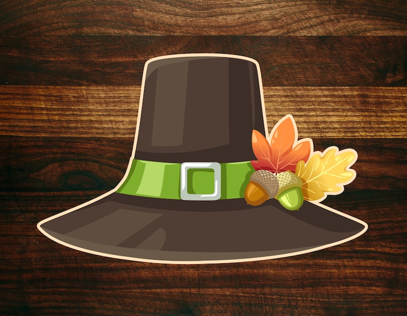 Thanksgiving Pilgrim Hat 2 With Leaves 