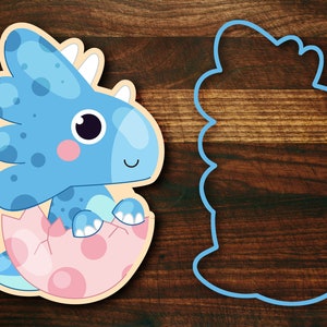 Baby Dinosaur #7 - Triceratops Hatching Out of Egg - Dino Cookie Cutter