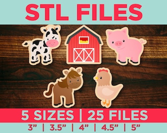 STL Farm Animals Cookie Cutters - Set of 25 STL Files