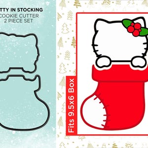 Kitty in a Christmas Stocking - Cookie Cutter Set of 2 - Fits 9.5x6 BRP Box