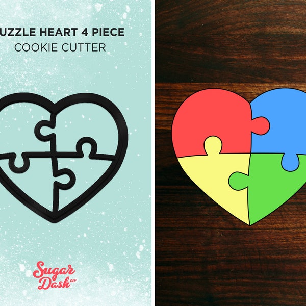 Puzzle Heart 4 Piece Imprint Cookie Cutter