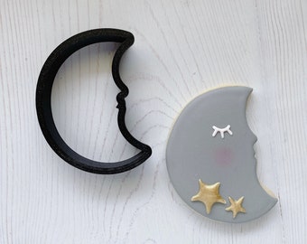 Moon Cookie Cutter for Baby Shower with Face