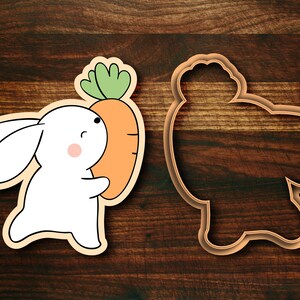 Spring Bunny #3 - Holding a Carrot - Easter Cookie Cutter