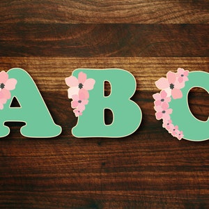 Floral Alphabet Cookie Cutters - Left Side - Style #4