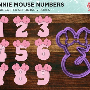 Mouse Bow Numbers with Indent Ears One to Nine Cookie Cutter
