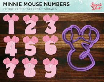 Mouse Bow Numbers with Indent Ears One to Nine Cookie Cutter