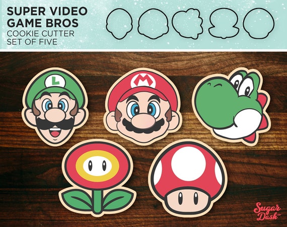 Super Video Game Bros Set of 5 Cookies Cutters 