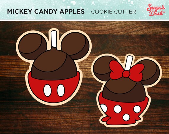 Mickey and Minnie Mouse Candy Apple Cookie Cutter - Etsy UK
