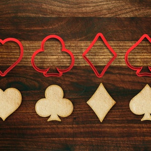 Card Suits Set of 4 Cookie Cutters with Heart, Diamond, Club, Spade