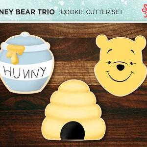 Honey Bear Trio - Cookie Cutter Set of Three - Honey Pot, Bee Hive and Honey Bear