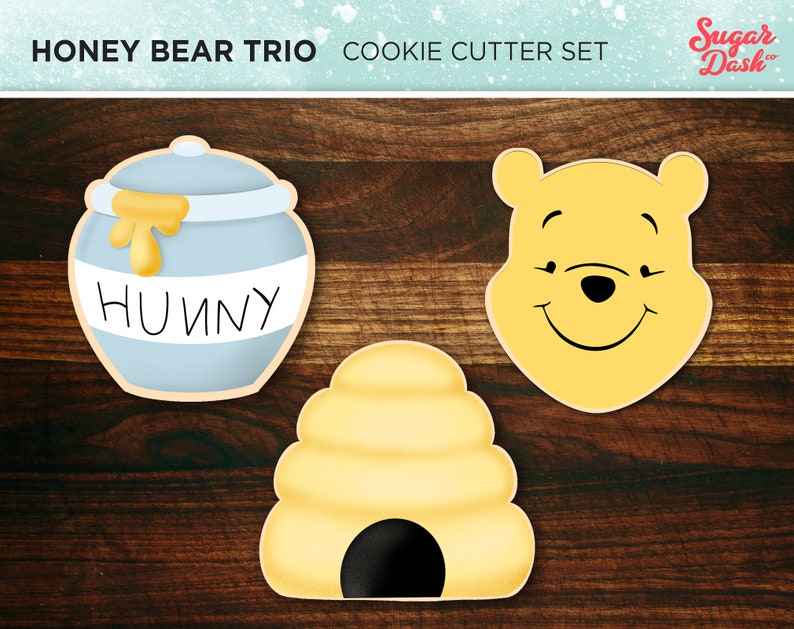 Honey Bear Cookie Cutter Set – Bee Hive, Honey Pot Trio image 2