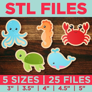 STL Ocean Animals Cookie Cutters - Set van 25 STL-bestanden