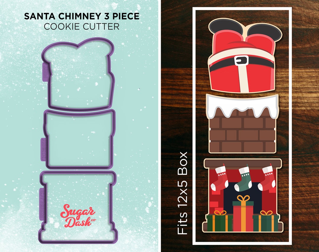 Christmas Cookie Cutter Set Santa Stuck in Chimney | 3 Pieces | Fits ...
