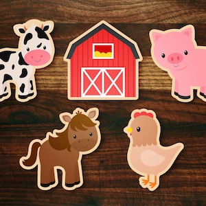 Farm Animals Cookie Cutter Set van 5 met koe, varken, paard, kip en schuur