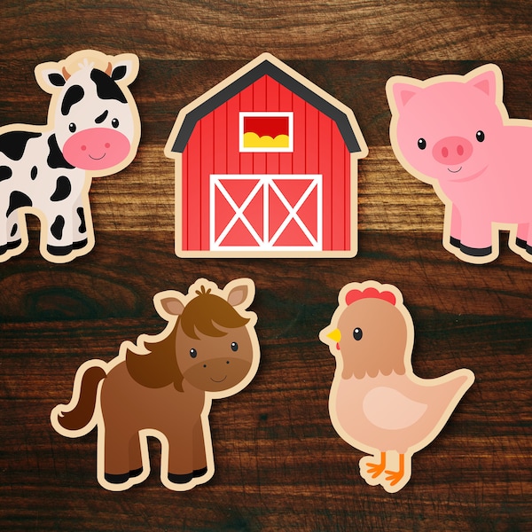 Farm Animals Cookie Cutter Set of 5 with Cow, Pig, Horse, Chicken, and Barn