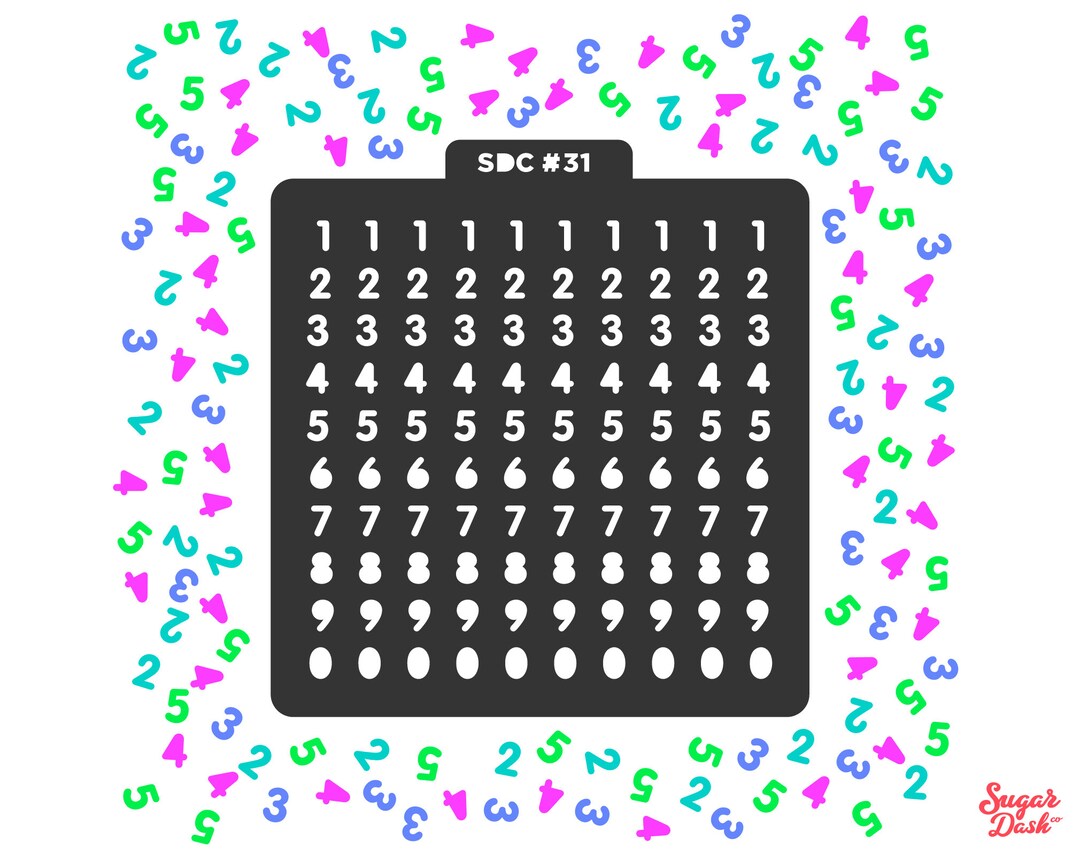 Numbers Sprinkle Stencil #31 - Physical Item! - Etsy