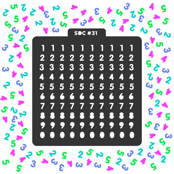 Numbers Sprinkle Stencil #31 - Physical Item!