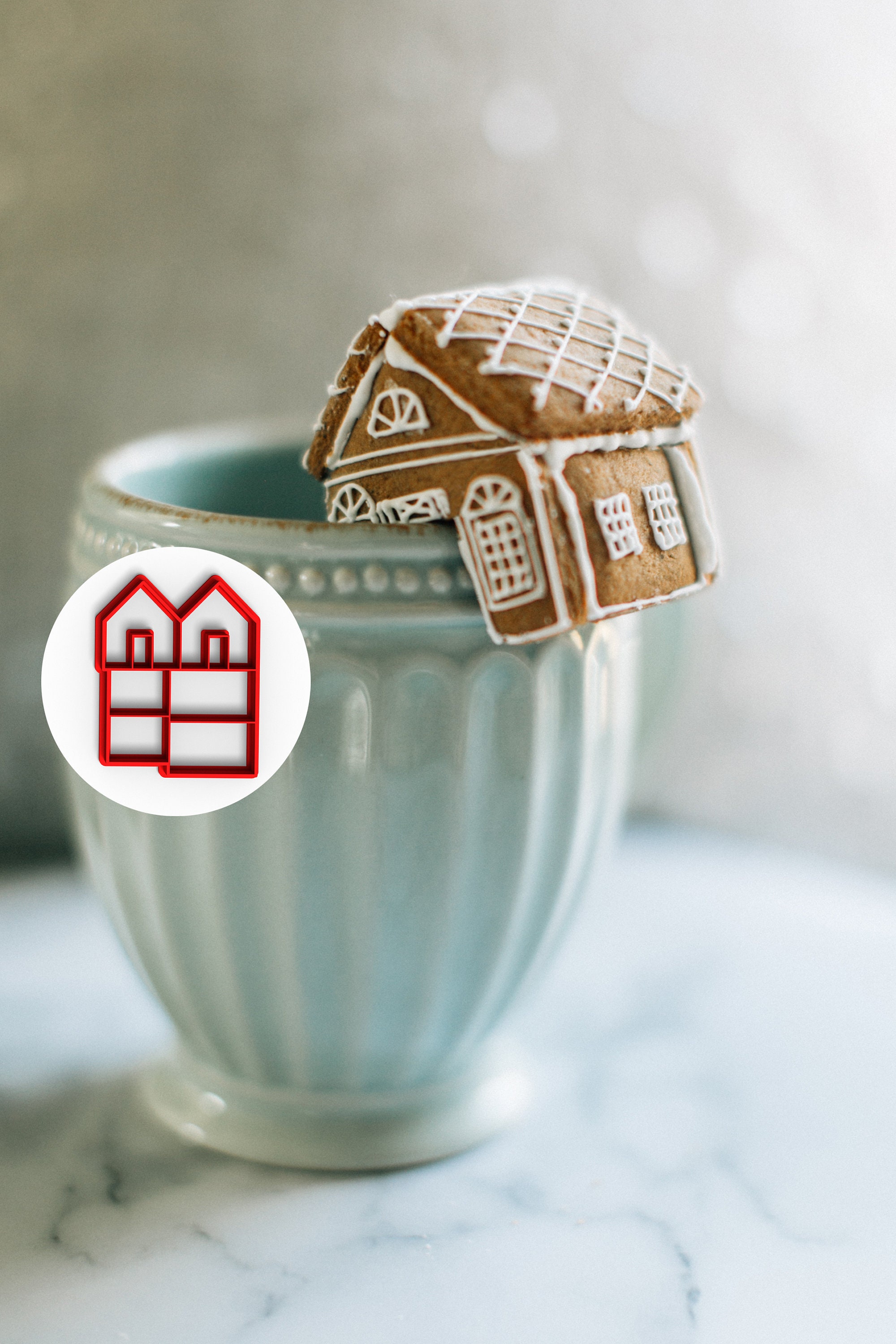Mini Gingerbread House Mug Toppers - Modern Glam