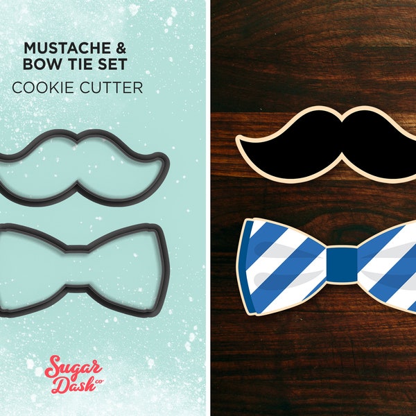 Mustache and Bow Tie - Fathers Day Cookie Cutter Set of Two