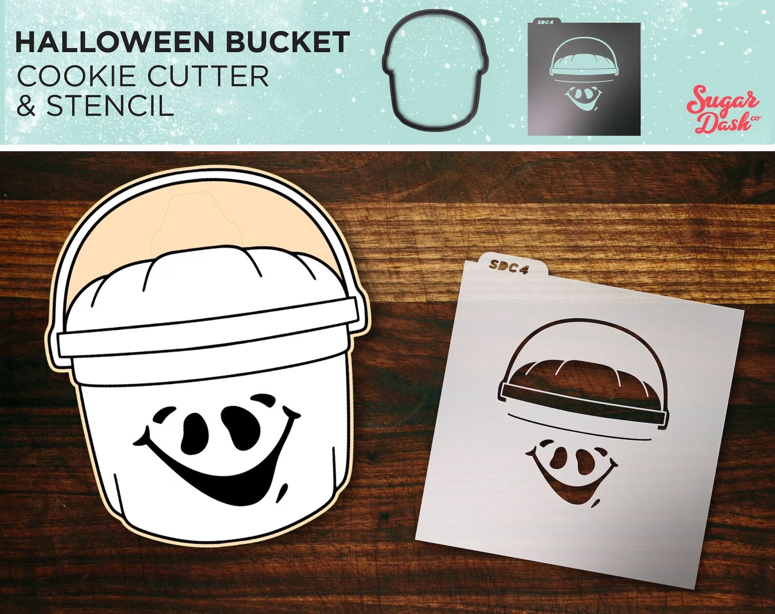 Halloween Retro Trick or Treat Bucket With Stencil | Cookie Cutter and ...