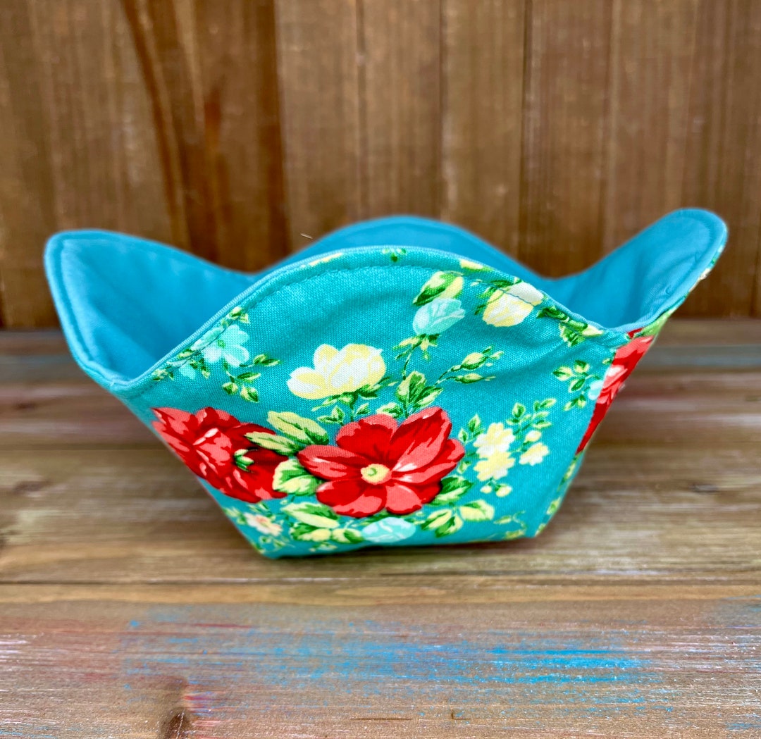Pioneer Woman Bowl Cozy, Reversable Bowl Cozy, Fabric Cotton Bowl Cozy
