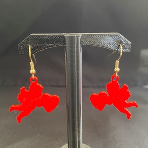 3D Printed Cupid Earrings 3D Printed Valentine's Day Earrings image 1