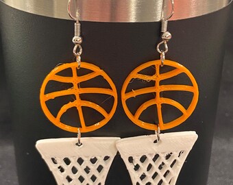 3D Printed Basketball Earrings with or without Basketball Net