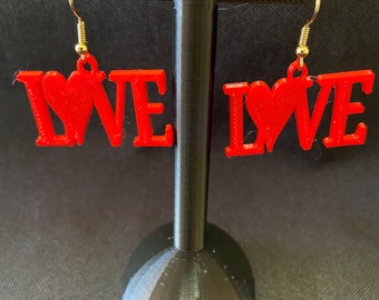 3D Printed Love Heart Earrings | Laser Cut Love Heart Earrings