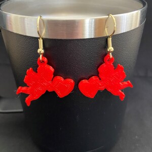 3D Printed Cupid Earrings 3D Printed Valentine's Day Earrings image 2