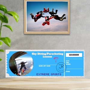 Printable Editable Skydiving-Parachuting Lesson Gift | Digital Ticket | Canva Template | DIY Gift | Extreme Sports Gift | Best Friends