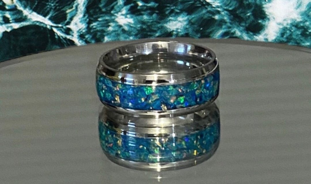 Resin Inlay Ring Beautiful “blend of the Sea” - Sizes 7-12 Available - Etsy